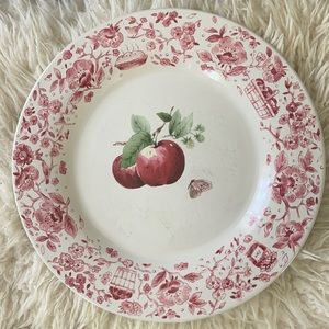 Pfaltzgraff Delicious 11” Dinner Plate Red Pink Ivory Apple Butterfly